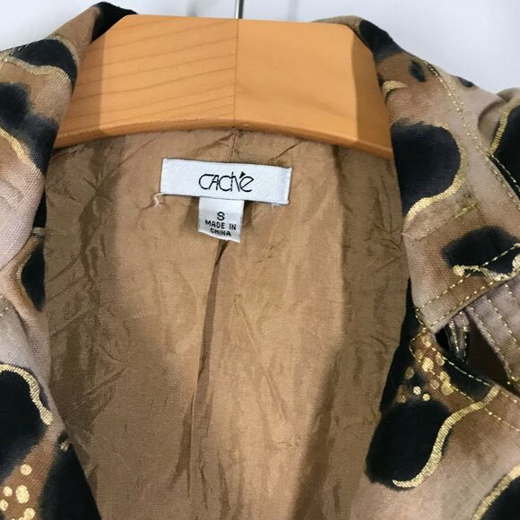 Cache Tan Metallic Leopard Print Trench Coat - Picture 5 of 9